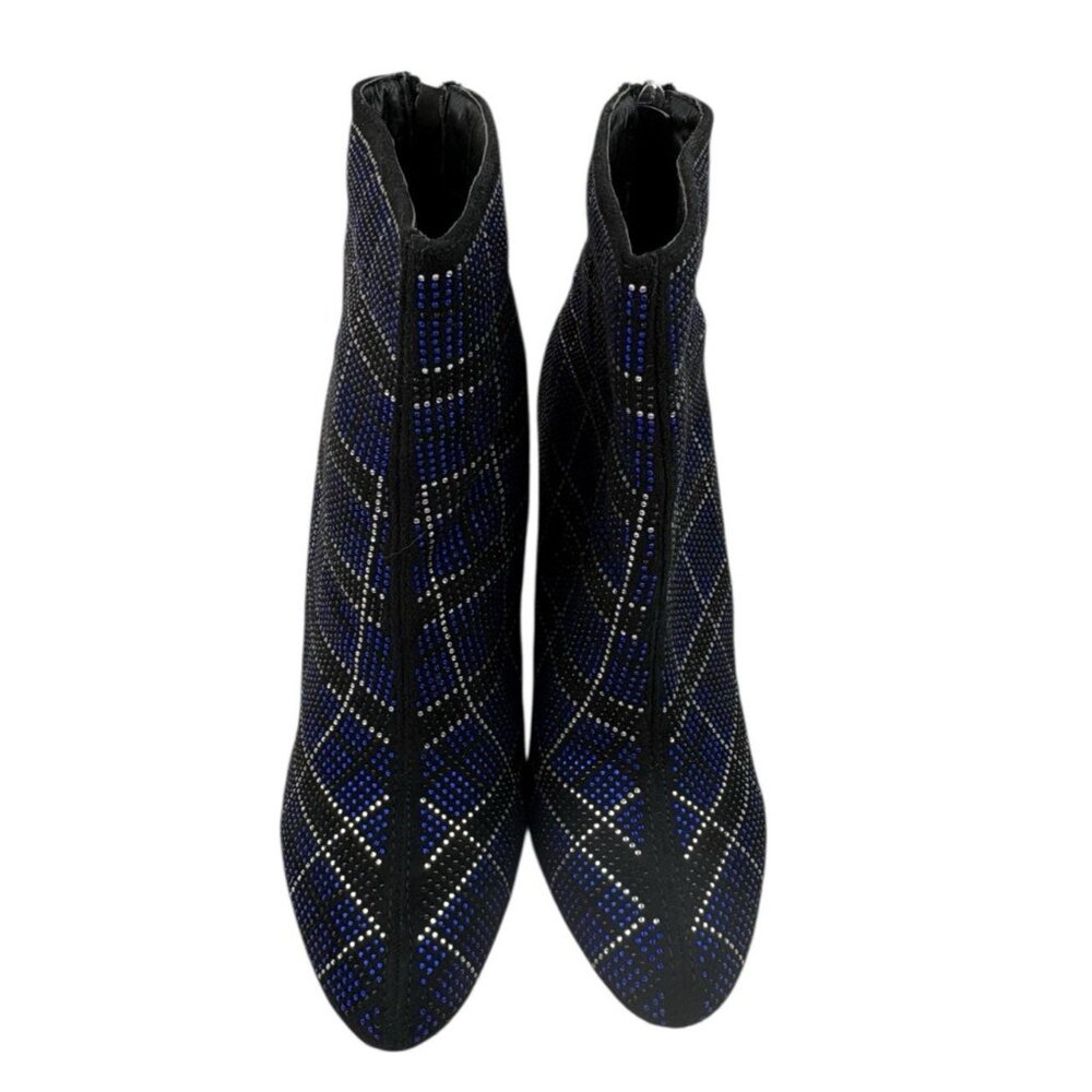 *NWOB Cape Robbin Mona Ankle Boots Womens 10 Blue Black Rhinestone Geo Heeled - Picture 2 of 13